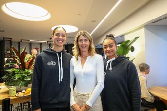 Sponsor Victoria Edgar and recipients 25 Avah Silan and Ashleigh Tuumaialu